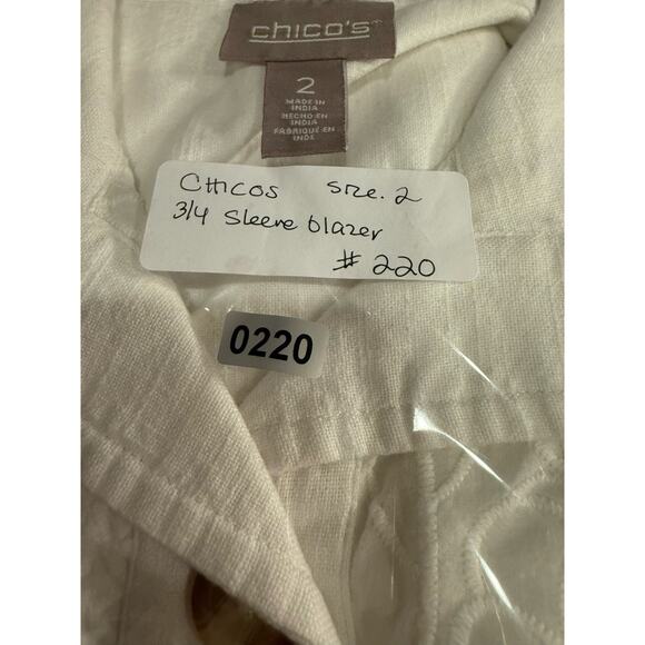 Chicos White Eyelet Cotton Blazer Jacket/ Embroidered, Cottagecore, Sz.‎ 2/US 12 - Picture 6 of 6